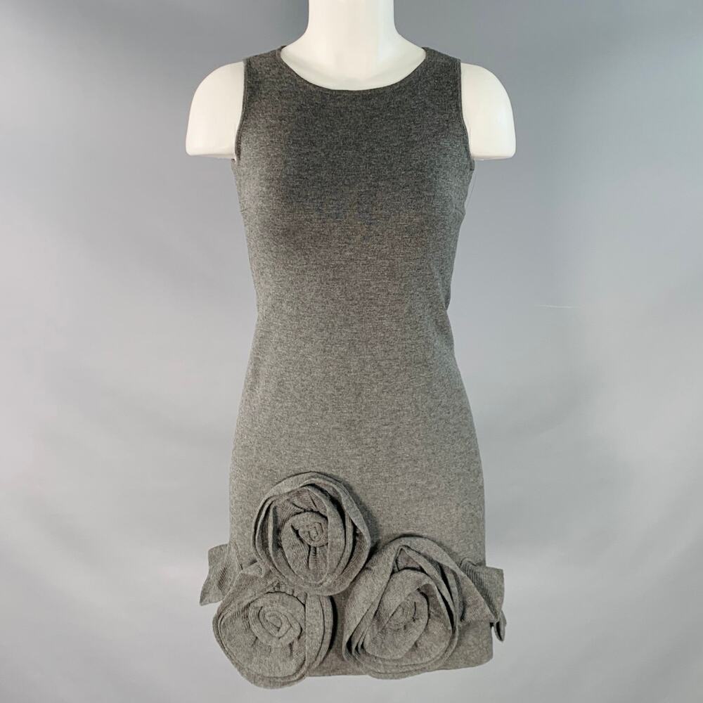 RED VALENTINO Size S Grey Wool Blend Sleeveless Rosette Appliques Dress